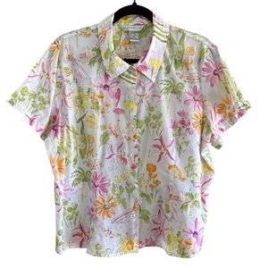 Napa Valley Button Down Cotton Lightweight White & Pastel Colored Shirt‎ Size XL